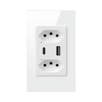 Tomada Inteligente Brasileira 16A USB Tipo C Tuya ZigBee WiFi Controle Individual Carregador Rápido