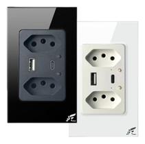 Tomada Inteligente Dupla Wi-fi + Usb C Google Alexa PRETO -JWCOM