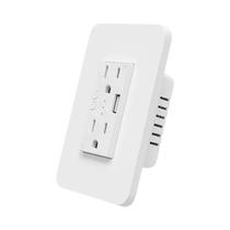 Tomada Inteligente Wi-Fi Dupla De Parede Com Plugue Americano E Porta USB Para Carregamento,