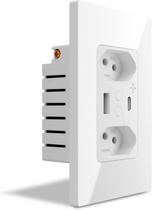 Tomada Inteligente Wi-Fi USB-C USB-A Dupla 3 Pinos Ekaza - Controle Por Voz