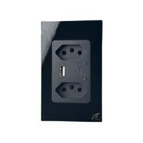 Tomada Inteligente Wi-Fi Usb-C Usb-A Dupla Jwcom Preto