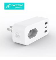 Tomada Inteligente Wifi 2 Usb C Smart Plug Sem Fio Alexa 16A - JWCOM