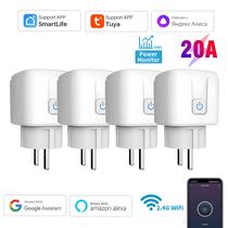 Tomada Inteligente WiFi EU 16A 20A Com Monitoramento De Energia, Controle Remoto, Aplicativo Tuya