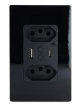 Tomada Inteligente Wifi USB C USB A Dupla 3Pinos Ekaza Preto