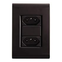 Tomada liz tramontina dupla 2p+t 20a com placa 4x2 grafite