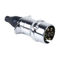 Tomada Macho Engate Reboque 6 Polos Aluminio Cromada Carro Carretinha 12v