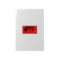 Tomada MarGirius Sleek 2P+T 20A Vermelha com Placa 4x2 Branca