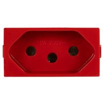 Tomada Modular Vermelha 2 Pinos + Terra de 10A 250V Astra