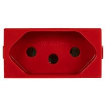 Tomada Modular Vermelho 2 Pinos + Terra de 10A 250V Astra