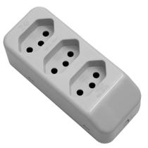 Tomada Móvel Múltipla 2P+T 10A 250 Volts Tripla Cinza - 2700 - FAME