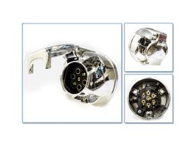 Tomada para Carreta Fêmea 7 Polos Alumínio Cromado Redondo - Engatcar - ENG800