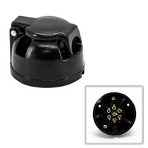 Tomada para Carreta Fêmea 7 Polos Redonda Alumínio Preto - Engatcar