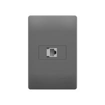 Tomada Para Rede De Informática Fame Habitat Onix Rj45 Cat5e 8 Vias Com Placa 4x2 Onix