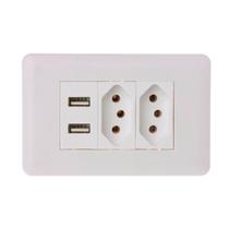 Tomada Parede Bivolt Branco Universal Usb Dupla