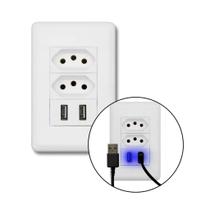 Tomada Parede Com 2 Usb Carregador Fonte DUO Universal Bivolt Tomada Parede Com 2 Usb Carregador Fonte DUO Universal Bivolt