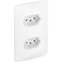 Tomada Pial Nereya 20A Dupla Branca Fosca 4x2 C/ Suporte Placa Legrand