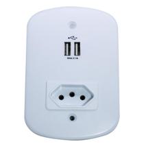 Tomada Placa 4x2 Com 2 Usb E 1 Tomada 10a Com Proteção - PW Tomada Placa 4x2 Com 2 Usb E 1 Tomada 10a Com Proteção - PW