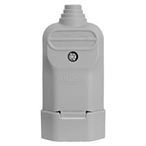 Tomada Plug Fêmea Prensa Cabo 3 Pinos Finos 10A Cinza