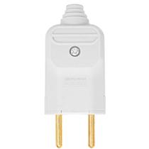 Tomada Plug Macho Prensa Cabo 2 Pinos Finos 10A Branco