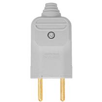 Tomada Plug Macho Prensa Cabo 2 Pinos Finos 10A Cinza