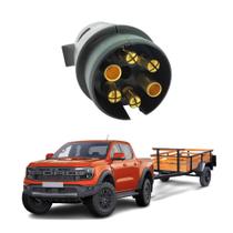 Tomada Plug Macho Preto 6 Polos Universal para Carro Moto Ideal para Reboques e Carretinhas