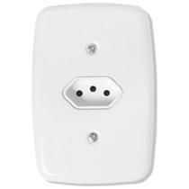 Tomada Pluzie Ideale 2P+T 10A com Placa 4x2 Branca Tomada Pluzie Ideale 2P+T 10A com Placa 4x2 Branca