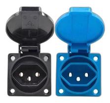 Tomada Prova Água 20A Preta - Conectora c/ Tampa 250VAC Tomada Prova Água 20A Preta - Conectora c/ Tampa 250VAC