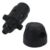 Tomada Reboque Carretinha Conector Macho Fêmea 7 Polos Preta