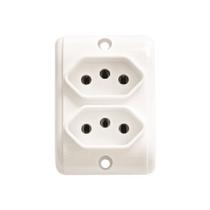 Tomada retangular sobrepor dupla 2p+t 20a 250v branco pezzi
