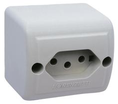 Tomada Retangular Sobrepor Lorenzetti - 2P+T - 10A - Cinza - 1713011