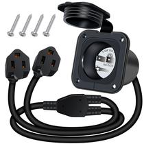 Tomada RV EilxMag 15 Amp 125V NEMA 5-15P com Cabo Duplo de 61 cm Tomada RV EilxMag 15 Amp 125V NEMA 5-15P com Cabo Duplo de 61 cm