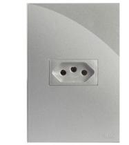 Tomada Simples 10A Recta Prata Gloss Prata Gloss 250v
