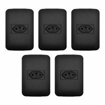Tomada simples 10a romazi canoa black - 5 unidades