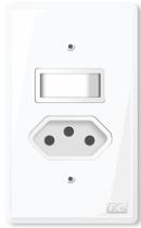 Tomada Simples 20A + 1 Interruptor Simples com Placa Branco - FC