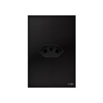 Tomada Simples 20A Glass Espelho 4x2 Acrilico Preto Lumenx