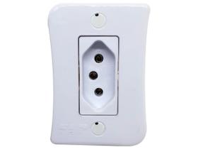 Tomada Simples 2p+t 10A Sobrepor Externo Com Placa Espelho Branco Com Inmetro Linha Viena