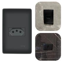 Tomada Simples 4x2 Preto Completa 10 a 250V 2P Habitat Black Tomada Simples 4x2 Preto Completa 10 a 250V 2P Habitat Black