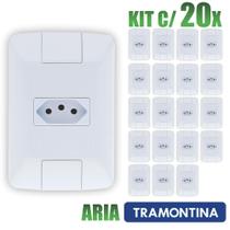 Tomada Simples Aria Branco Tramontina 10A/250V Kit c/ 20 unidades