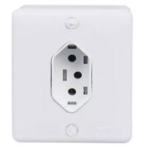 Tomada Simples Branca Fixa Sobrepor Bipolar 3 Pinos 20A Box Tomada Simples Branca Fixa Sobrepor Bipolar 3 Pinos 20A Box