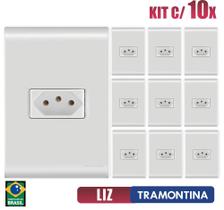 Tomada Simples Liz Branco Tramontina 10A/250V Kit c/ 10 unidades