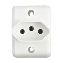 Tomada sobrepor retangular simples 2p+t 20a 250v branco pezzi Tomada sobrepor retangular simples 2p+t 20a 250v branco pezzi