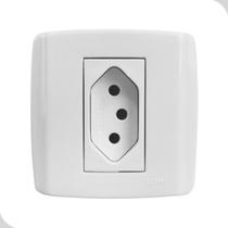 Tomada Sobrepor simples 10A 2P+T Branca 250V Casa Construção Com Parafuso