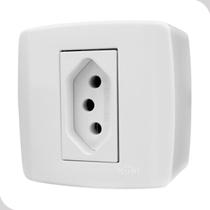 Tomada Sobrepor simples 20A 2P+T Branca 250V Casa Construção Com Parafuso