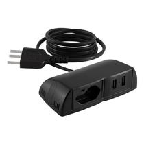 Tomada Sonic Fixo Duplo 1Nbr 10A+2Usb Cabo 1,7M Preto Tomada Sonic Fixo Duplo 1Nbr 10A+2Usb Cabo 1,7M Preto