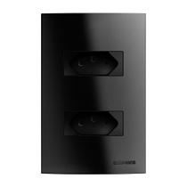 Tomada soprano brava up dupla 2p+t 20a 250v com placa 4x2 preto