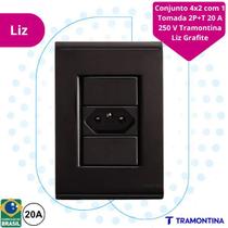 Tomada Tramontina Liz 20A 250V Grafite 4x2 Design Moderno e Resistente Tomada Tramontina Liz 20A 250V Grafite 4x2 Design Moderno e Resistente