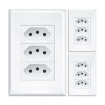 Tomada Tripla 10a/250v C/ Placa 4x2 Fame Evidence Kit 3 un.