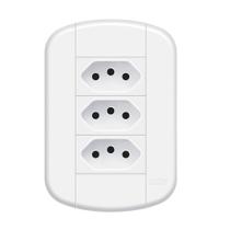 Tomada Tripla 10A Branca De Embutir 4X2 Blanc Mais Fame