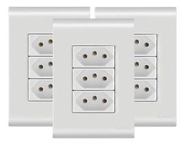 Tomada Tripla 20a/250v Com Placa 4x2 Liz Tramontina - 3 Un. Tomada Tripla 20a/250v Com Placa 4x2 Liz Tramontina - 3 Un.