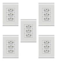 Tomada Tripla 20a/250v Com Placa 4x2 Liz Tramontina - 5 Un. Tomada Tripla 20a/250v Com Placa 4x2 Liz Tramontina - 5 Un.